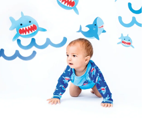 ZOOCCHINI UPF50+ Baby/Toddler Swim Diaper & Sun Hat Set - Sherman the Shark