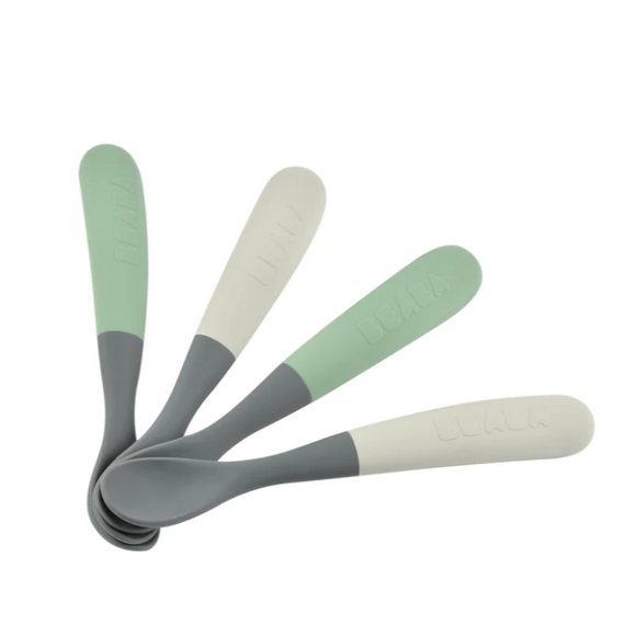 Beaba Set of 4 1st-Age Silicone Spoons Two-Tone
