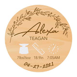 Hello World Personalized Wooden Baby Birth Details Disc