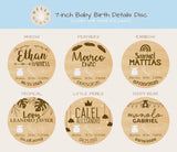 Hello World Personalized Wooden Baby Birth Details Disc
