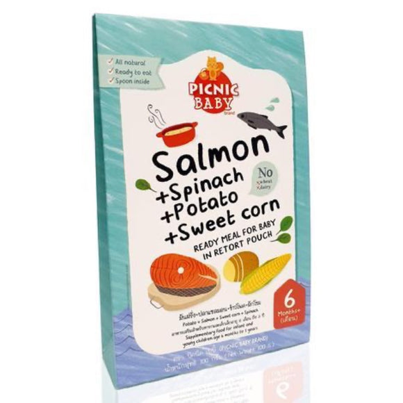 PICNIC BABY Salmon with Spinach Potato and Sweet Corn (6m+) 100g