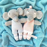 Zubels Hand-Knit Rattle & Cotton Doll : Edna The Elephant