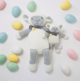 ZUBELS HAND-KNIT RATTLE & COTTON DOLL : LOLA THE LAMB