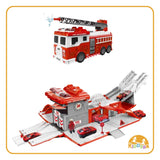 Kiddora - 2 in 1 Fire Truck and Station Set