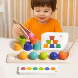 The Kiddie Concept Wooden Color Matching Balls and Stacking Cups