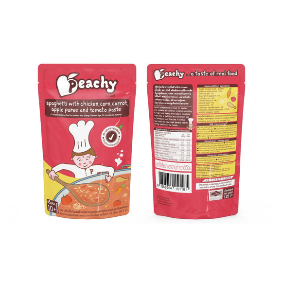 Peachy Baby - Spaghetti with Chicken, Corn, Carrot, Apple Puree & Tomato Paste (10 MONTHS UP)