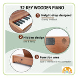 Kiddora Mini Maestro Jr. Wooden Kids Piano with Microphone