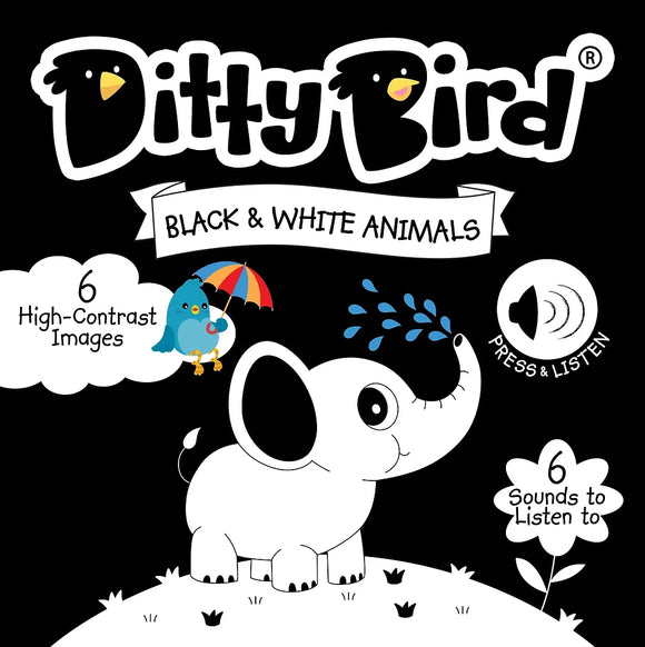 Ditty Bird Musical Book - Black & White Animals