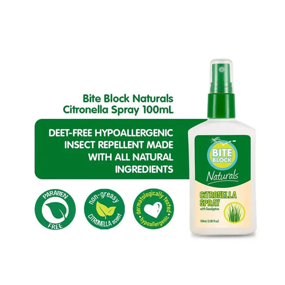 Bite Block Naturals Citronella Spray with Eucalyptus 100ml