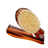 KENT Tortoiseshell Effect Soft Natural Bristle Baby Brush and Comb Set