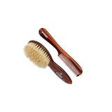 KENT Tortoiseshell Effect Soft Natural Bristle Baby Brush and Comb Set