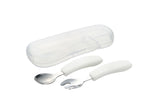 Richell TLI Stainless Steel Easy-Grip Spoon & Fork with Case