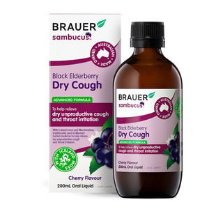 Brauer Sambucus Black Elderberry Dry Cough for Adults 200ml