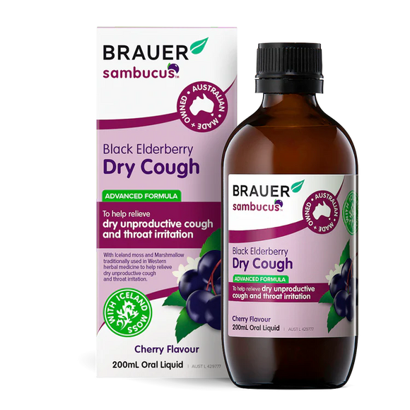 Brauer Sambucus Black Elderberry Dry Cough for Adults 200ml