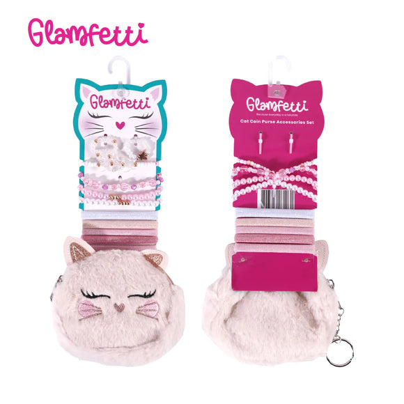Glamfetti Microbag Keychain with Hair Accessories Collection (Cat Coin Purse)