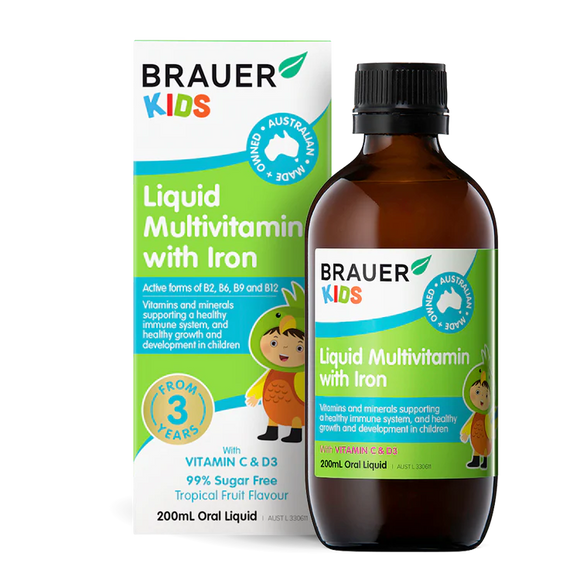 Brauer KIds Liquid Multivitamin with Iron 200ml