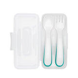OXO Tot On-the-Go Plastic Fork and Spoon Set with Traveling Case