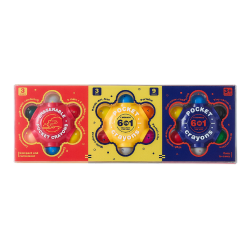 Flower Monaco Pocket Crayons 6 in 1 (3 Pack Set)