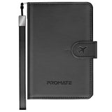 Promate PassMate Anti-Loss Slim Leather Passport Holder with RFID Protection & Smart Tracking