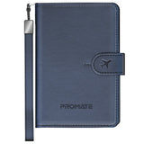 Promate PassMate Anti-Loss Slim Leather Passport Holder with RFID Protection & Smart Tracking