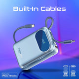 Promate PowerPod-20 Ultra Compact 35W SuperSpeed™ Power Bank with Built-In USB-C & Lightning Cable