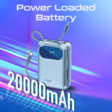 Promate PowerPod-20 Ultra Compact 35W SuperSpeed™ Power Bank with Built-In USB-C & Lightning Cable