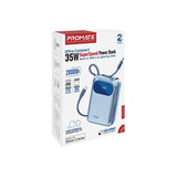 Promate PowerPod-20 Ultra Compact 35W SuperSpeed™ Power Bank with Built-In USB-C & Lightning Cable
