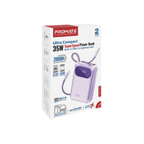 Promate PowerPod-20 Ultra Compact 35W SuperSpeed™ Power Bank with Built-In USB-C & Lightning Cable