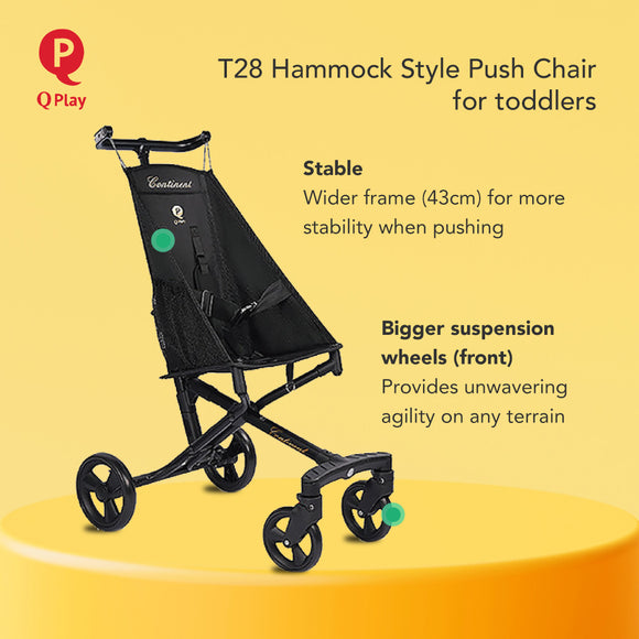 QPlay T28 Hammock Style Push Chair for Toddlers - Black