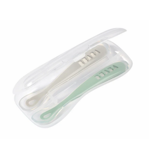 Beaba 1st-Age Silicone Spoons with Case