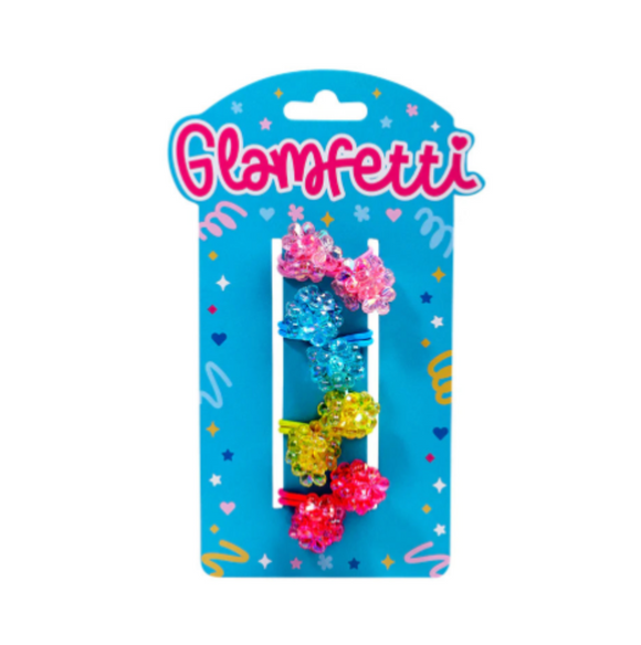 Glamfetti Hair Flower Ball Hair Ties 4pc Set