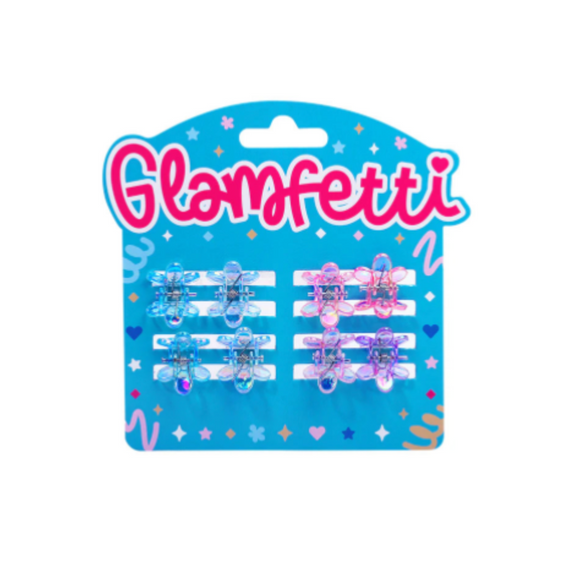 Glamfetti Hair Flower Transparent Mini Hair Claw 8pcs Set