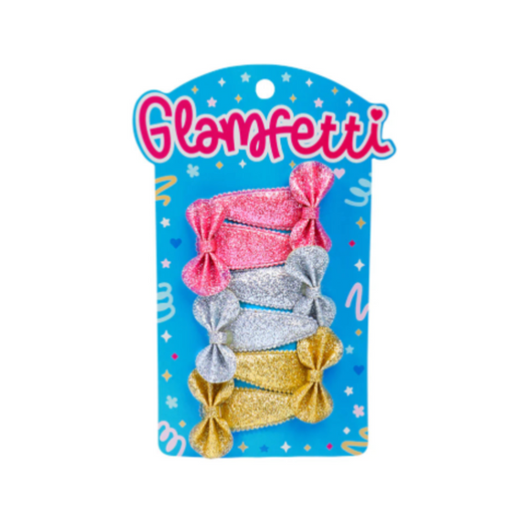 Glamfetti Hair Pink Silver Gol Bow 6Pcs Set