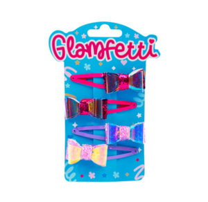 Glamfetti Hair Red Purple Bow Hair Clip 6pcs set