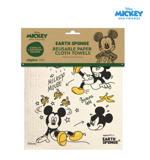 CLEARANCE SALE: Zippies Disney Mickey and Friends Earth Sponge Reusable Cloth Towels - Set of 4