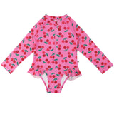 Zoocchini UPF50 Girls Rashguard One Piece Ruffled Swimsuit
