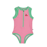 Zoocchini Girls Sleeveless One Piece Solid Swimsuit