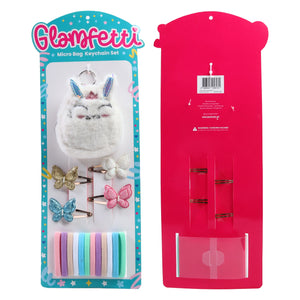 Glamfetti Microbag Keychain with Hair Accessories Collection (White Bunny)