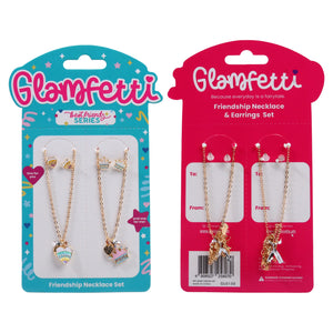 Glamfetti Best Friend Series Jewelry Collection (Heart & Crown Multi-Charm 4pc Set)