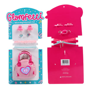 Glamfetti Microbag Keychain with Hair Accessories Collection (Pink Heart)