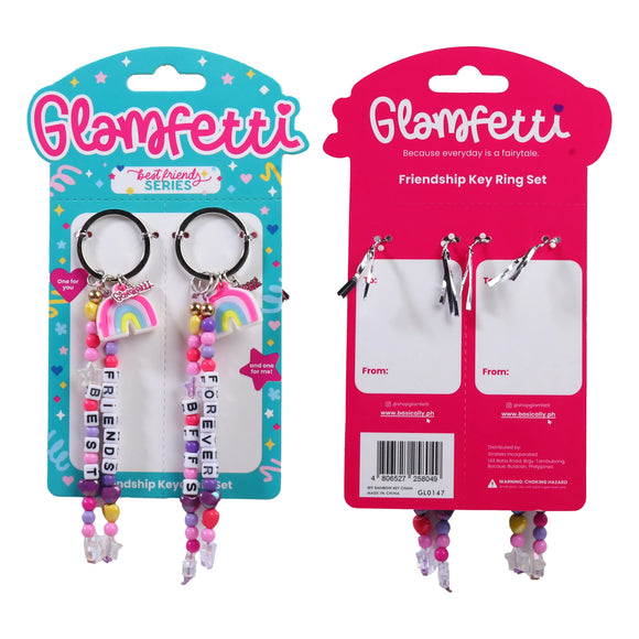 Glamfetti Best Friend Series Jewelry Collection (BFF Rainbow w/ Block Beads Keychain Set)