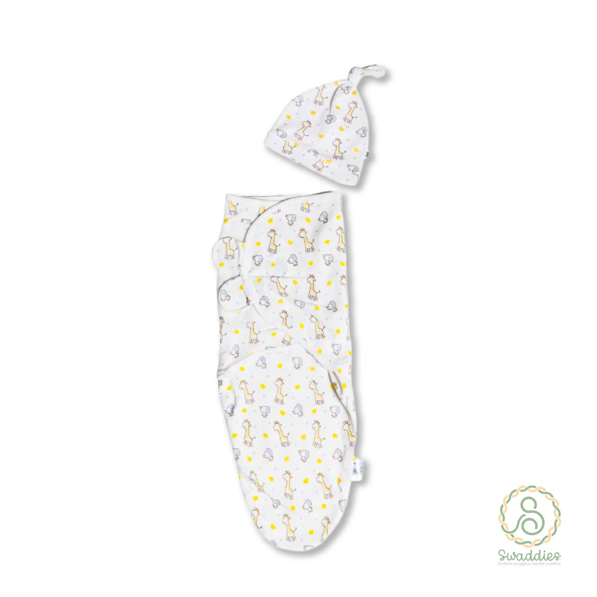 Swaddies Infant Velcro Swaddle Wrap with Knotted Hat Urban Essentials