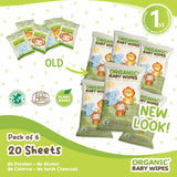 Organic Baby Wipes 20's (Pack of 6)