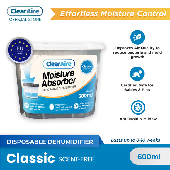 ClearAire Disposable Dehumidifier Classic Scent Free 600ml