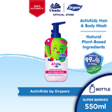 ActivKidz Drypers Antibac Moistfoam Hair & Body Wash 550ml