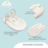 Lily and Tucker Bear Pod 3in1 Multipurpose Baby Nest Lounger Anti-startle Bed Nest with Wedge