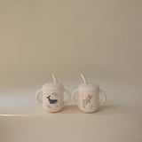 Mushie Silicone Plain Training Cup + Straw