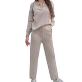 Artse Mnl Knitted Collar Longsleeve Pants Set