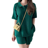 Artse Mnl Knitted Collar Shorts Set