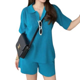 Artse Mnl Knitted Collar Shorts Set